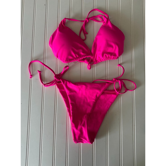 SHEIN Bundle of 2 Swimsuit Bikini One Piece Swim Beach Resort Size XL Black Pink - Picture 2 of 8